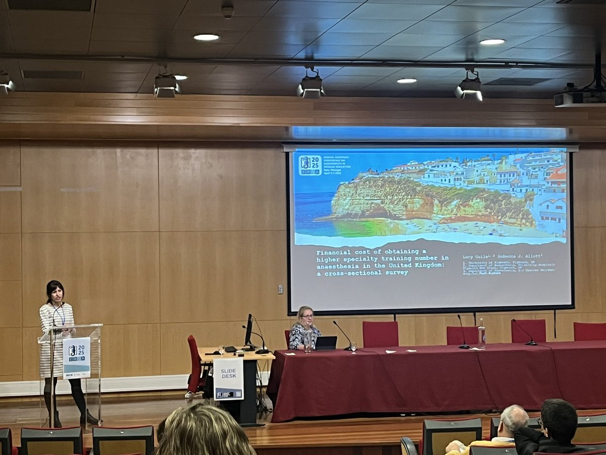 EBMA (@ebmaorg) on Twitter photo Lucy Guile (<a href="/PlymUni/">University of Plymouth</a>) presents her research on the financial cost of obtaining an anaesthetic registrar training number in the UK at #AMEE2025. Lucy Guile (<a href="/PlymUni/">University of Plymouth</a>) presents her research on the financial cost of obtaining an anaesthetic registrar training number in the UK at #AMEE2025.