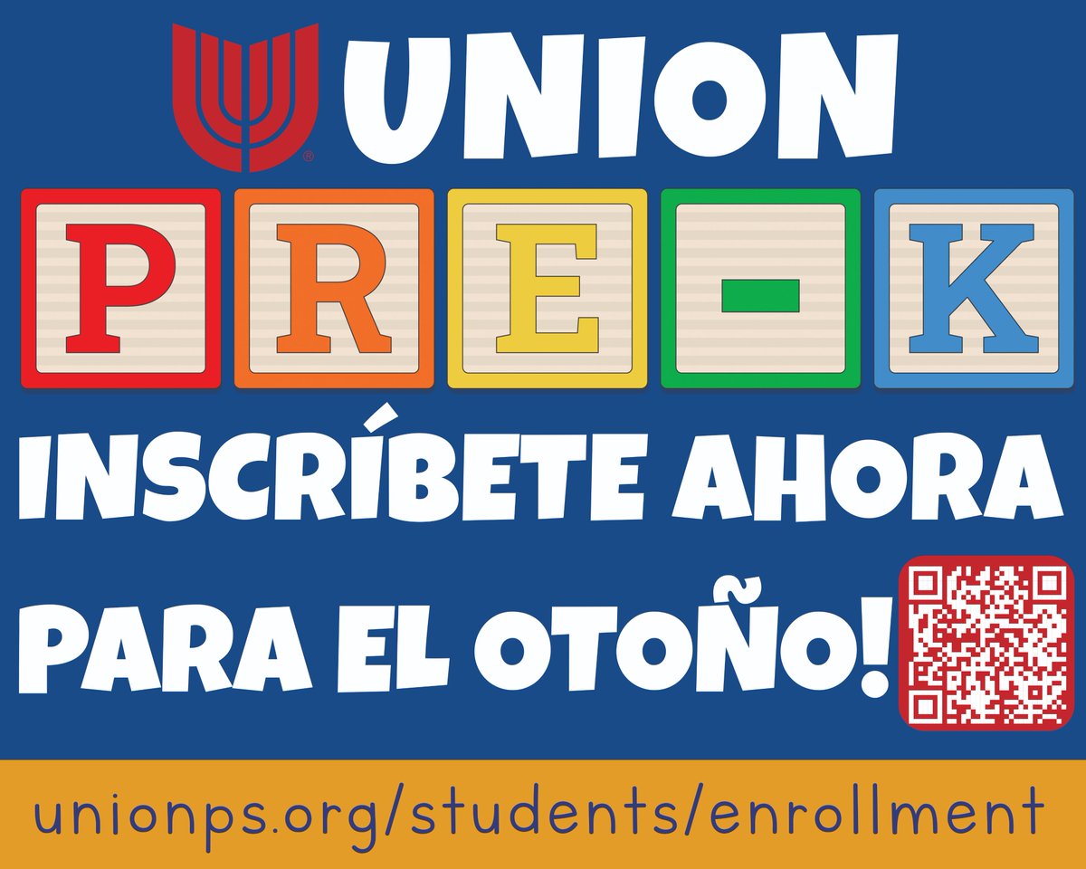 Now is the time to enroll in Union’s pre-kindergarten program for the fall and the 2025-26 school year. This FREE program is available to all students living in the district. unionps.org