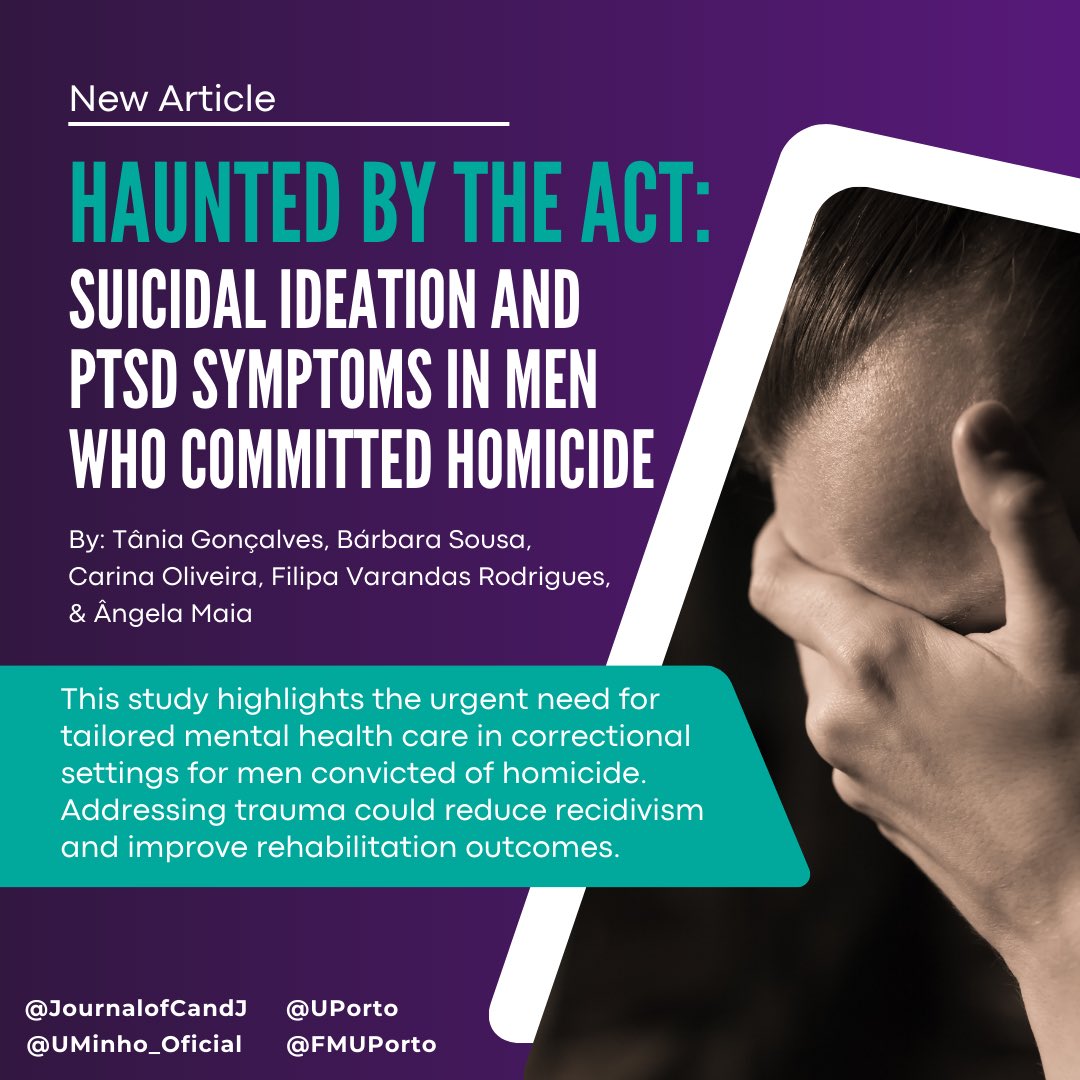 Behind the crime: Check out this new qualitative study that sheds light on the hidden mental health crisis in men who commit homicide. 

Read the full article at the Journal of Crime and Justice: shorturl.at/j93A3