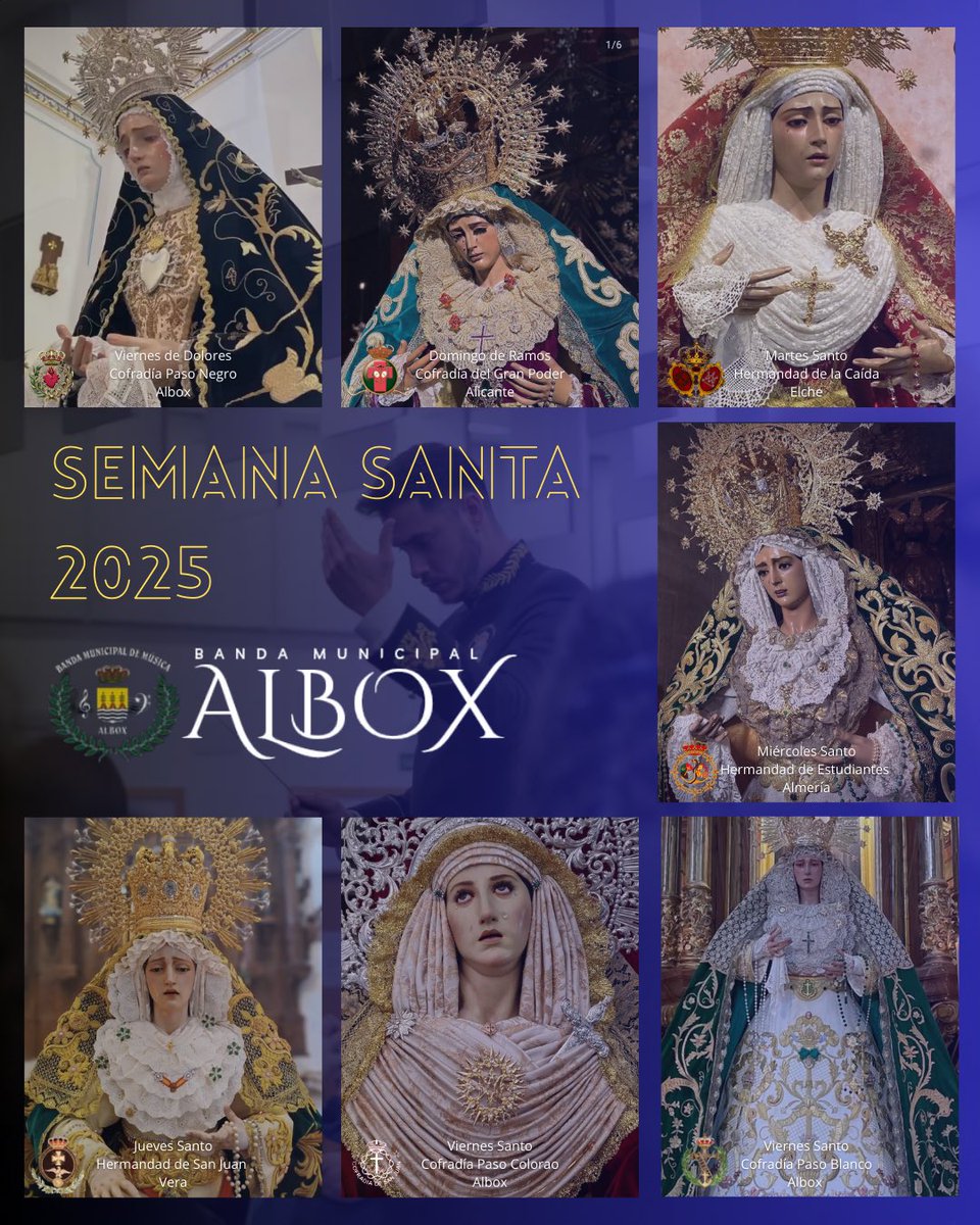 ✨𝐒𝐞𝐦𝐚𝐧𝐚 𝐒𝐚𝐧𝐭𝐚 𝟐𝟎𝟐𝟓✨

Gracias a cada hermandad por confiar en nuestra música para vivir estos días tan especiales.

¡𝐍𝐨𝐬 𝐯𝐞𝐦𝐨𝐬 𝐞𝐧 𝐥𝐚𝐬 𝐜𝐚𝐥𝐥𝐞𝐬!

#suenaalbox #alboxbandamunicipal #semanasantaandalucía #semanasantaalicante #palio #marcha