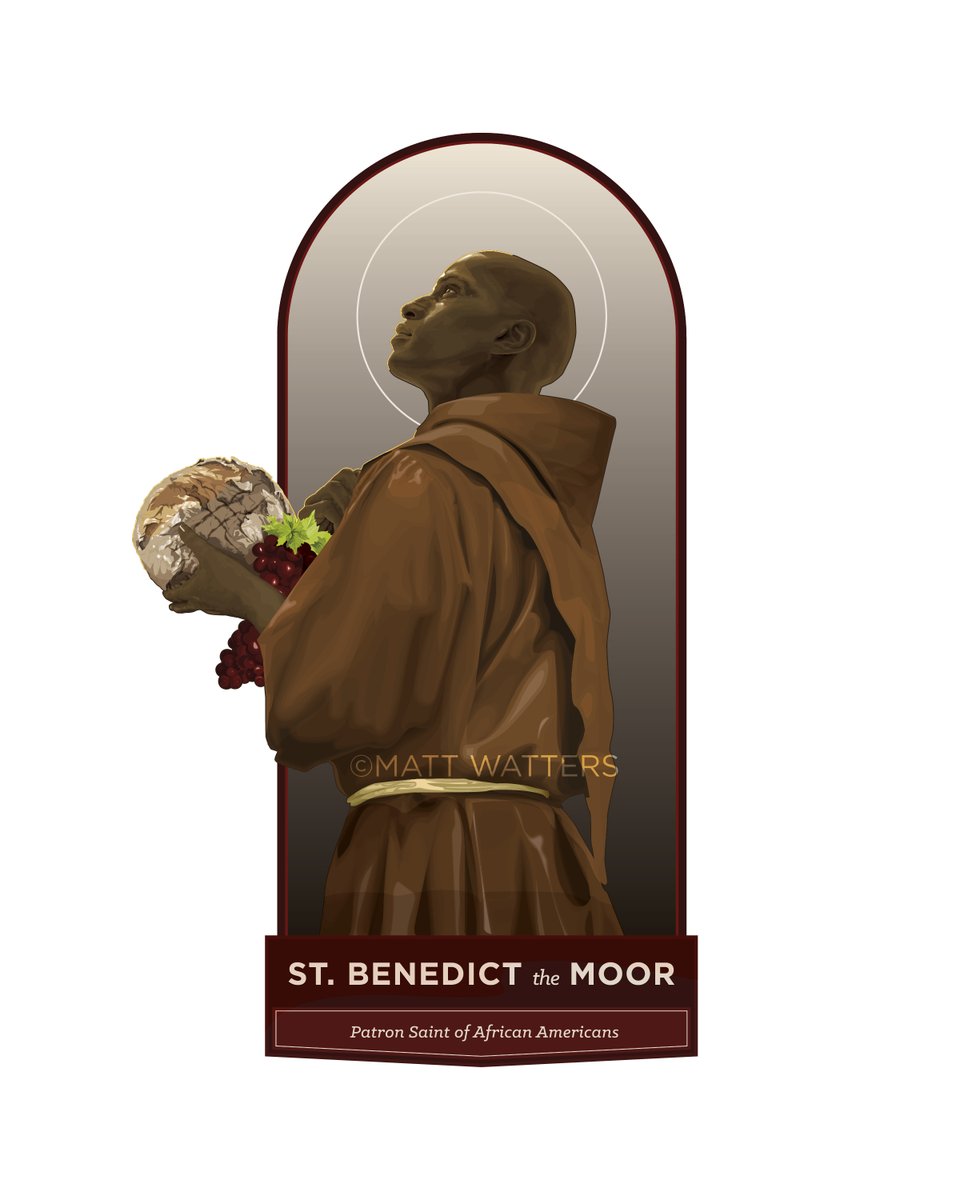 Today, April 4th, we celebrate the feast of St. Benedict the Moor, a Sicilian Franciscan friar born to enslaved African parents. Renowned for his charity and humility, he is a patron saint of African missions and African Americans. St. Benedict, pray for us!

Note: If you’d like