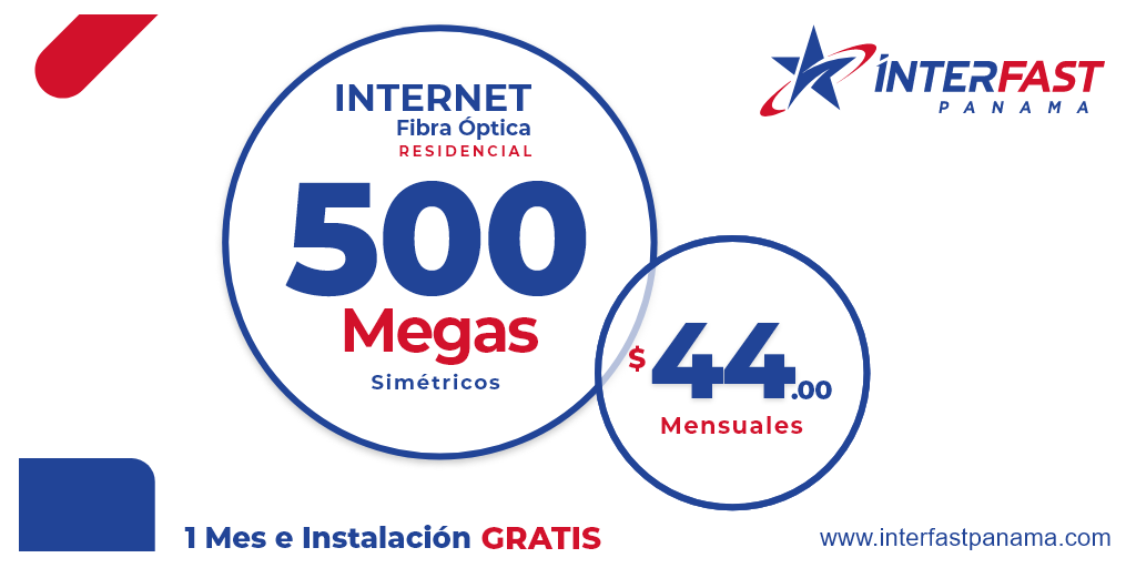 InterFastPanama's tweet image. ¡Descubre la velocidad de 500 Mbps con nuestro internet simétrico en Panamá! Disfruta de una conexión estable al mejor precio, con instalación y el primer mes totalmente GRATIS. Mejorar tu conexión? 🌐 hubs.li/Q03fgYTF0 #InternetPanamá #InterFastTelecom