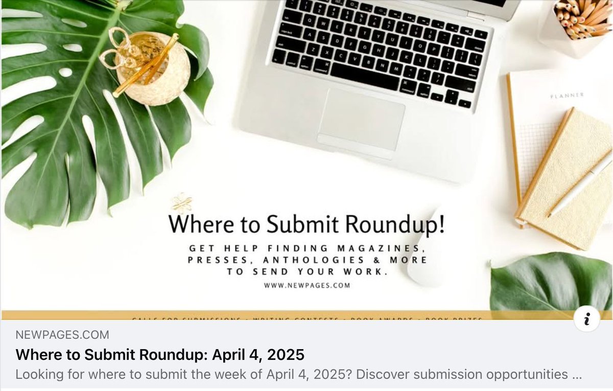 Terry L. Kennedy (@terrylkennedy) on Twitter photo Where to Submit Roundup: April 4, 2025 courtesy of NewPages buff.ly/BJMSMpR Where to Submit Roundup: April 4, 2025 courtesy of NewPages buff.ly/BJMSMpR