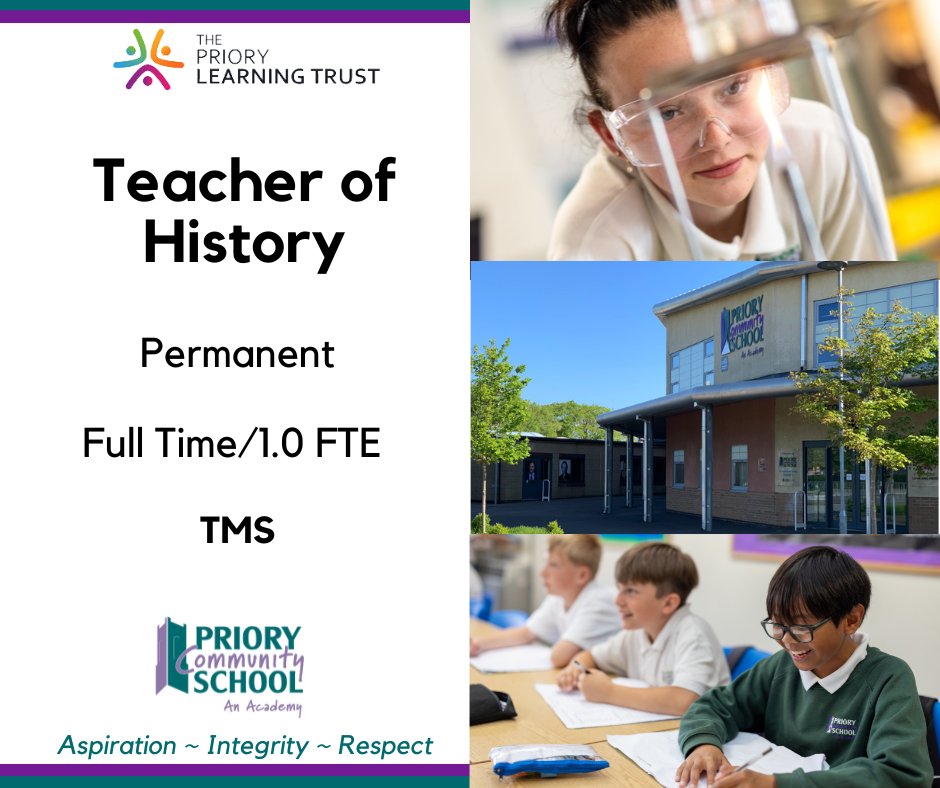 TPLT Careers (@tpltcareers) on Twitter photo - Teacher of History -
<a href="/Priorycsa/">Priory Community School - an Academy</a>
Come and join our forward thinking, dynamic, well-resourced and supportive Humanities faculty ๐
For more information & to apply, please visit the link below;
bit.ly/3RnWSyh
#Recruitment #WorkWithUs #TPLT - Teacher of History -
<a href="/Priorycsa/">Priory Community School - an Academy</a>
Come and join our forward thinking, dynamic, well-resourced and supportive Humanities faculty ๐
For more information & to apply, please visit the link below;
bit.ly/3RnWSyh
#Recruitment #WorkWithUs #TPLT