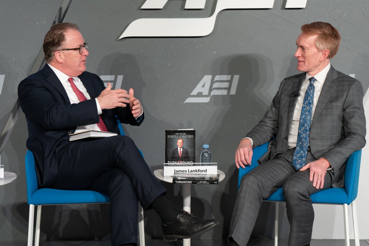 Honored to welcome @SenLankford to AEI this week.

We had a lively discussion about his career and his great new book, Turnaround: America's Revival.