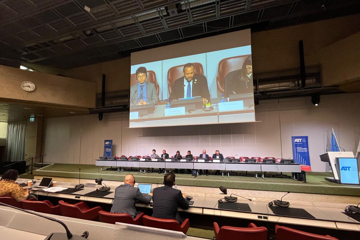 🇩🇴RD participó en las reuniones del TCA/ATT en Ginebra, destacando con la intervención del Sr. David Martínez (MIP) sobre listas nacionales de control y la Ley 631-16. Reafirmamos nuestro compromiso con el control de armas y el multilateralismo. #RDenATT