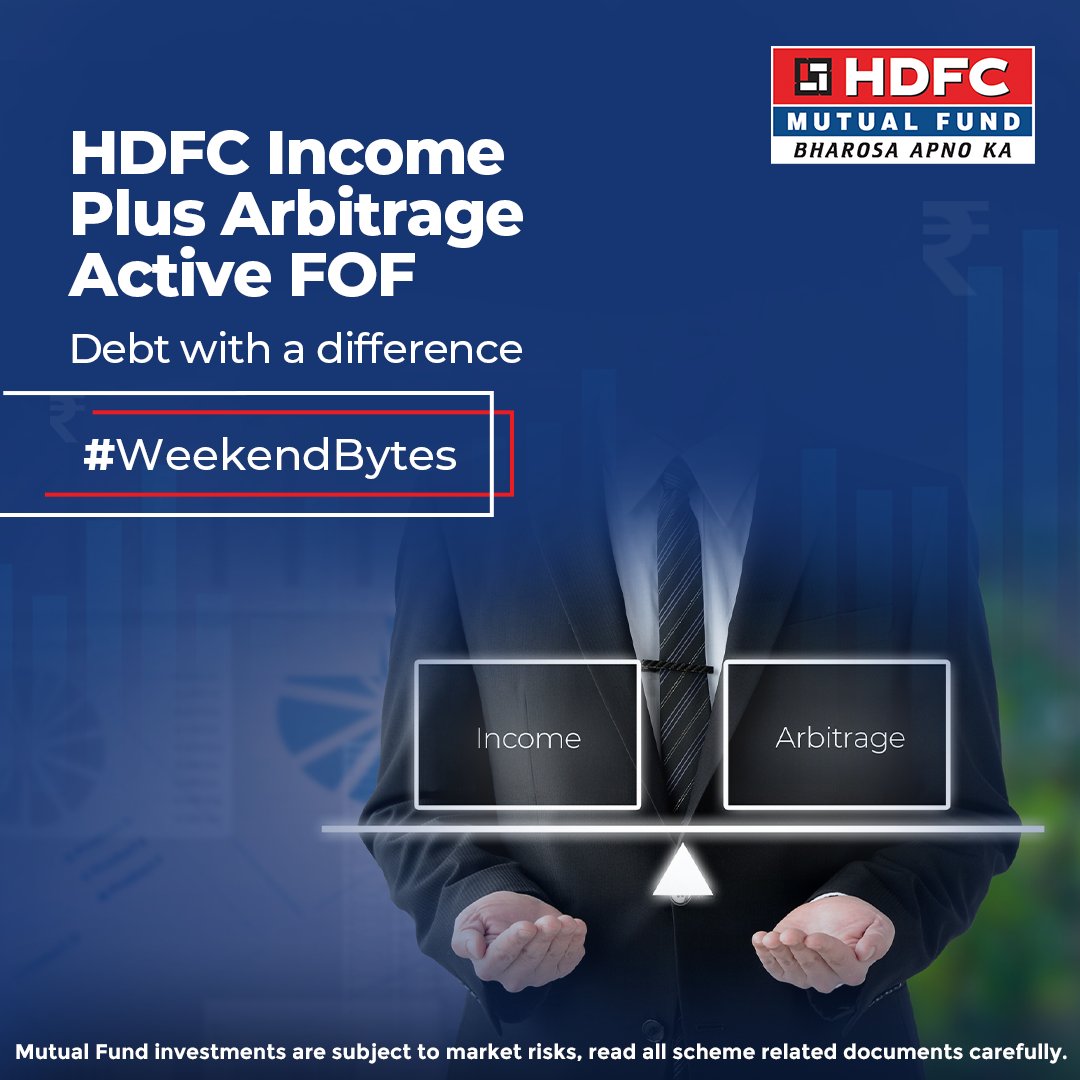 hdfcmf's tweet image. Why settle for pure debt when you can get more? Invest in a fund that efficiently offers stability through investment in debt-oriented schemes and Arbitrage Fund. Read our #WeekendBytes to learn how our Fund – HDFC Income Plus Arbitrage Active FOF – can help you with the same.…