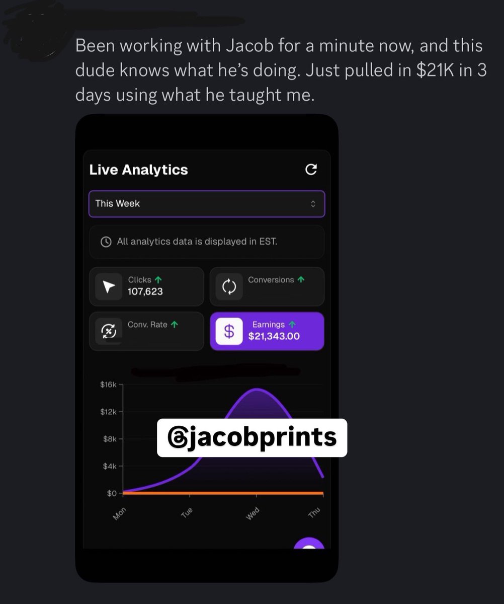 jacobprints's tweet image. Today my friend sent me a screenshot-$21,000 in 3 days.

He just did exactly what I told him. Simple.

Most of y’all are still overthinking instead of just trying it.

Comment “guide” if you want to learn

(Must follow + repost)