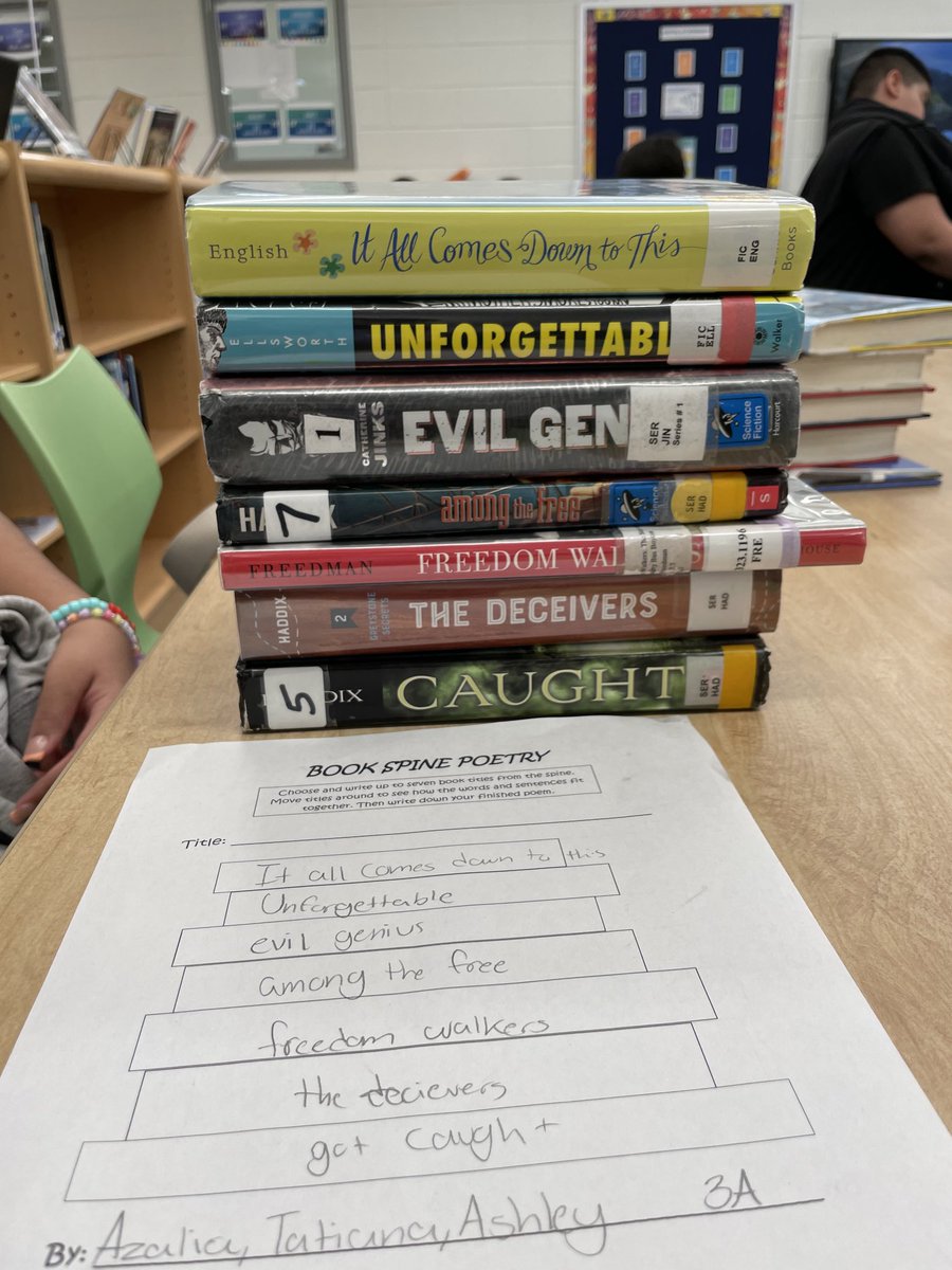 Celebrating Poetry month by making book spine poetry