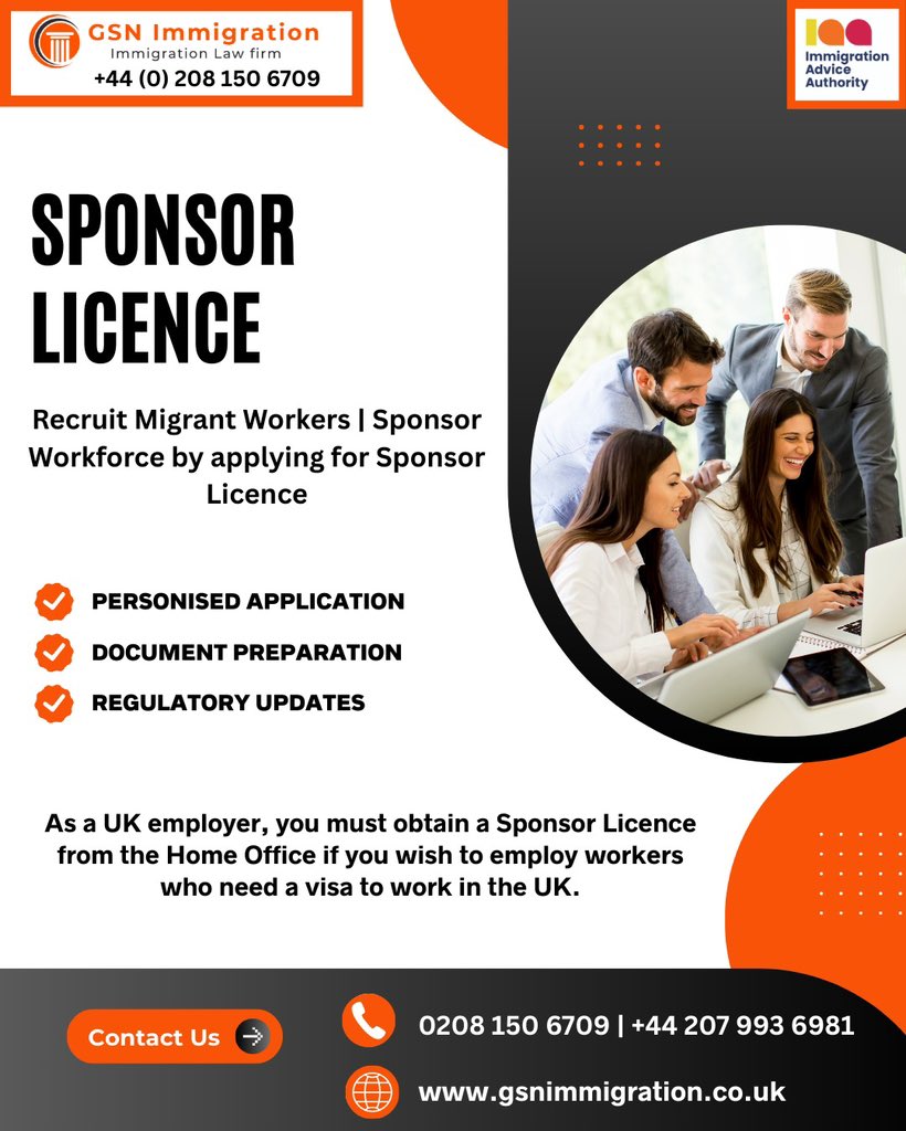GSNImmigration's tweet image. APPLY FOR A SPONSOR LICENCE FOR YOUR COMPANY 🇬🇧

Get in touch with us today for consultation👍🏻

📞 0208 150 6709
📧 info@gsnimmigration.co.uk

#sponsorlicence #skilledworkervisa #migratetouk #workvisa #gsnimmigration #immigrationexpert #immigrationlawyer #immigrationexpert