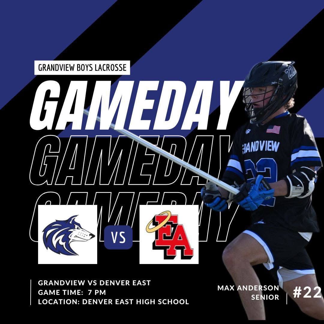 🎉 GAMEDAY! 🎉
Our Grandview Wolves are on the road again to take on the Denver East Angels tonight!

📍 Location: Denver East High School
🕔 JV: 5:00 PM
🕖 Varsity: 7:00 PM
#GoWolves #GrandviewLax #PackPride
