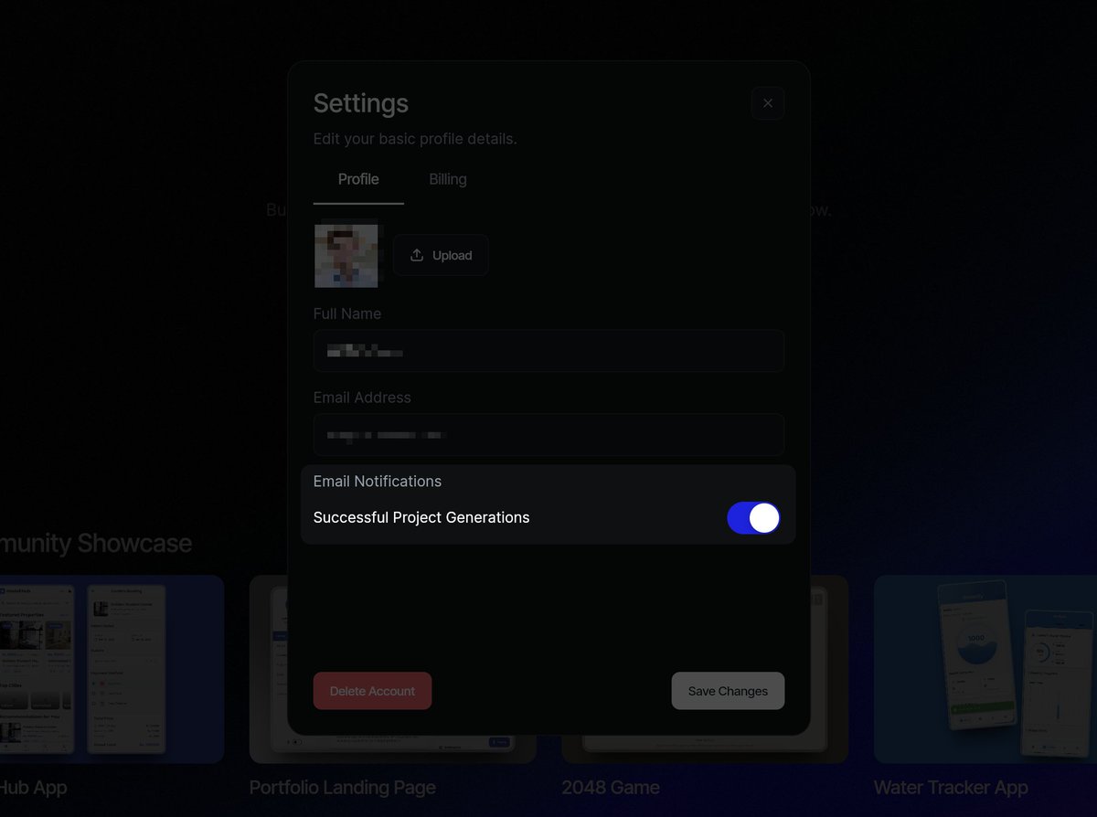 DreamFlowApp's tweet image. You can now unsubscribe from successful project generation emails.