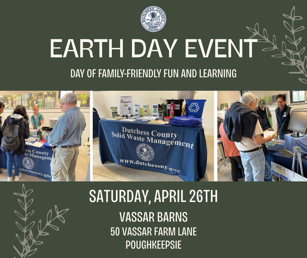 Join us for a fun-filled day of learning how to protect our planet at our annual Earth Day event on Saturday, April 26th. This event will feature environmental education, interactive activities, and opportunities for community engagement. dutchessny.gov/Departments/Co…