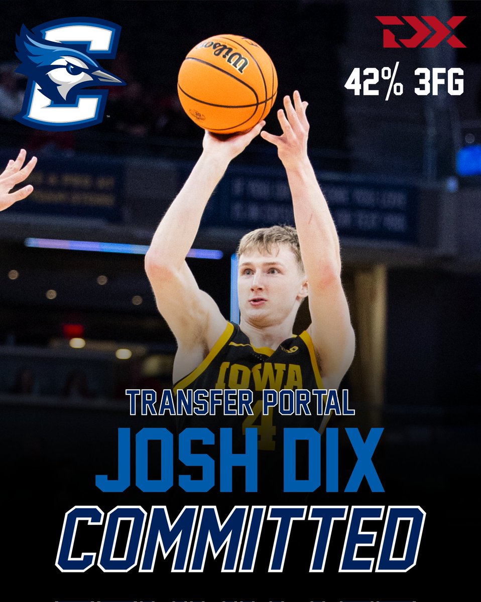 Jonathan Givony (@draftexpress) on Twitter photo NEWS: Iowa's Josh Dix -- one of the best available players in the transfer portal - - has committed to Creighton, his agent Ross Aroyo of <a href="/PrioritySports/">Priority Sports</a> told ESPN. The 6'6 guard averaged 14.3 points per game this season, shooting 42% for 3. NEWS: Iowa's Josh Dix -- one of the best available players in the transfer portal - - has committed to Creighton, his agent Ross Aroyo of <a href="/PrioritySports/">Priority Sports</a> told ESPN. The 6'6 guard averaged 14.3 points per game this season, shooting 42% for 3.