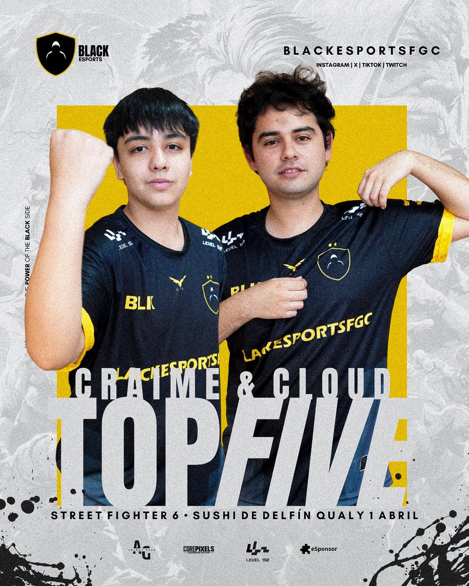 BLACK ESPORTS (@blackesportsfgc) on Twitter photo @Craimegod & <a href="/Cloud_17st/">⬛BLK INK CLOUD17</a> logran topear el día de ayer en #SushideDelfin qualy1 de Abril en #StreetFighter6 , Craime segundo lugar pese a haber reseteado la grand final y Cloud con un 4to puesto, solo cayendo contra su compañero!Muy buen comienzo de mes para los jugadores de BLK🖤 @Craimegod & <a href="/Cloud_17st/">⬛BLK INK CLOUD17</a> logran topear el día de ayer en #SushideDelfin qualy1 de Abril en #StreetFighter6 , Craime segundo lugar pese a haber reseteado la grand final y Cloud con un 4to puesto, solo cayendo contra su compañero!Muy buen comienzo de mes para los jugadores de BLK🖤
