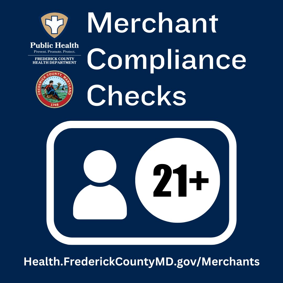 The Frederick County Health Department announces Alcohol and Tobacco Merchant Sales Compliance Check Update. Read the full press release below health.frederickcountymd.gov/DocumentCenter…