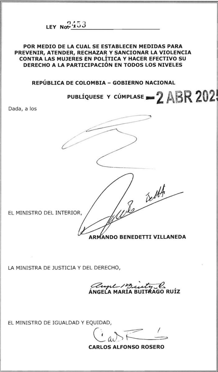 La batalla constante de muchas mujeres que buscan avanzar en la tarea de defender sus derechos políticos, se ve reflejada en el resultado que contiene lo decretado por el <a href="/SenadoGovCo/">Senado de la República 🇨🇴</a> y sus firmantes del gobierno nacional. Es el derecho a la participación en todos los niveles.