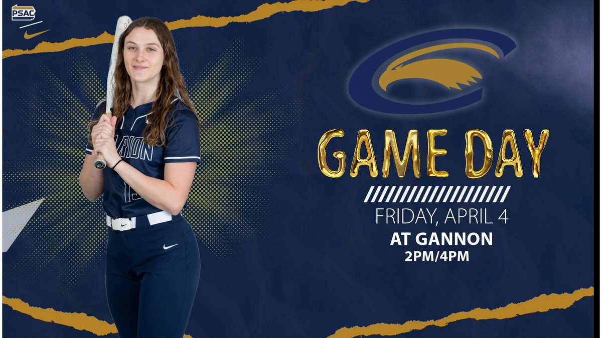 Clarion Golden Eagles (@clarioneagles) on Twitter photo The Golden Eagles continue their run through PSAC play with a doubleheader at Gannon:
🥎 <a href="/ClarionSoftball/">Clarion University Softball</a>
📍 Erie, Pa.
🕑 2:00 PM
📊 tinyurl.com/2m3gmqzn
🎥 tinyurl.com/2z3gfo2w The Golden Eagles continue their run through PSAC play with a doubleheader at Gannon:
🥎 <a href="/ClarionSoftball/">Clarion University Softball</a>
📍 Erie, Pa.
🕑 2:00 PM
📊 tinyurl.com/2m3gmqzn
🎥 tinyurl.com/2z3gfo2w