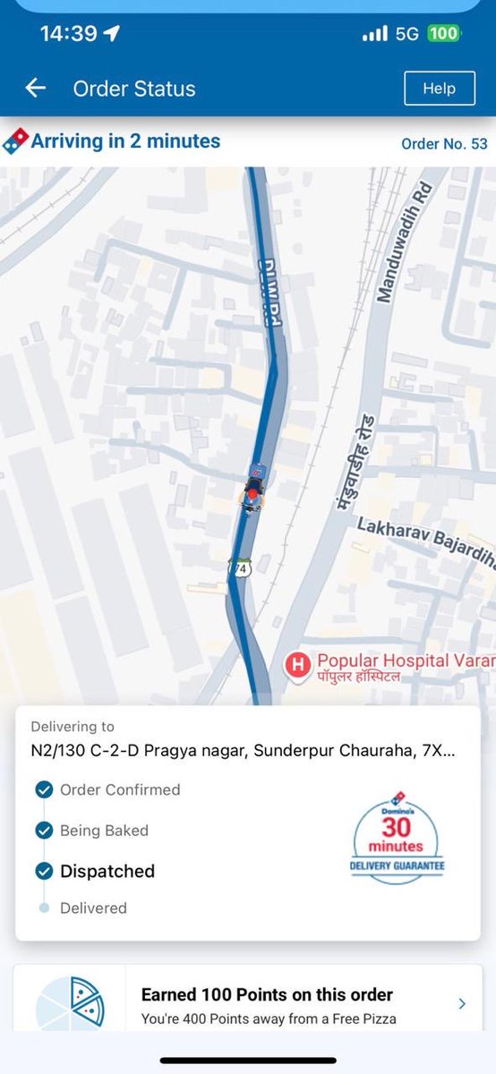 tecrajeev's tweet image. ⁦@dominos_india⁩ a false statement given by you or your system that my order delivered in 28 min while it was delivered in 40 min approx. screenshots are self explanatory.your manager behaves rudely.any way I need my 300 points of late delivery credited.