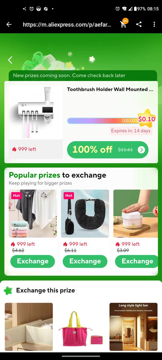 What the hoof <a href="/AliExpress_EN/">AliExpress</a> ? I spent like 50 hours watering this lame tree, then the prize it let me select long ago is "unavailable" despite there being "999" left.