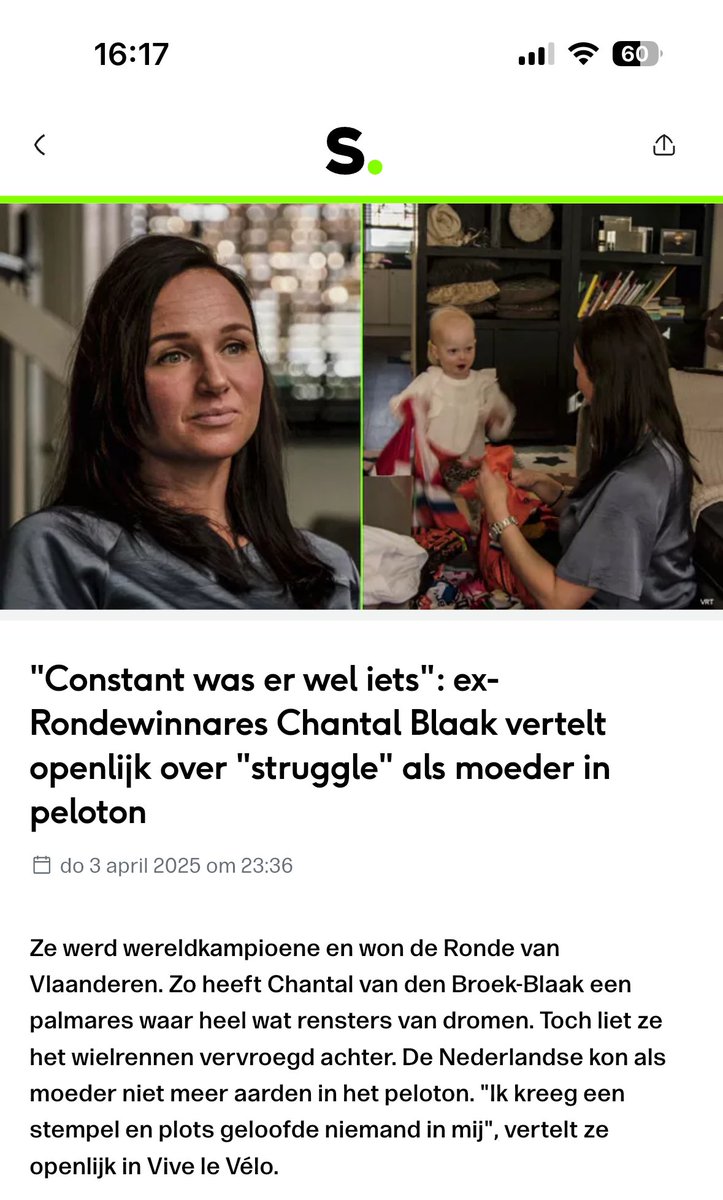 Zelden sporter zo mooi, open horen vertellen over het leven, de uitdagingen, de moeilijke momenten en levensveranderende overwinningen. 40 minuten mogen babbelen met Chantal van den Broek-Blaak. Een sterke vrouw die je het beste toewenst in haar nieuwe leven met haar mooie gezin.