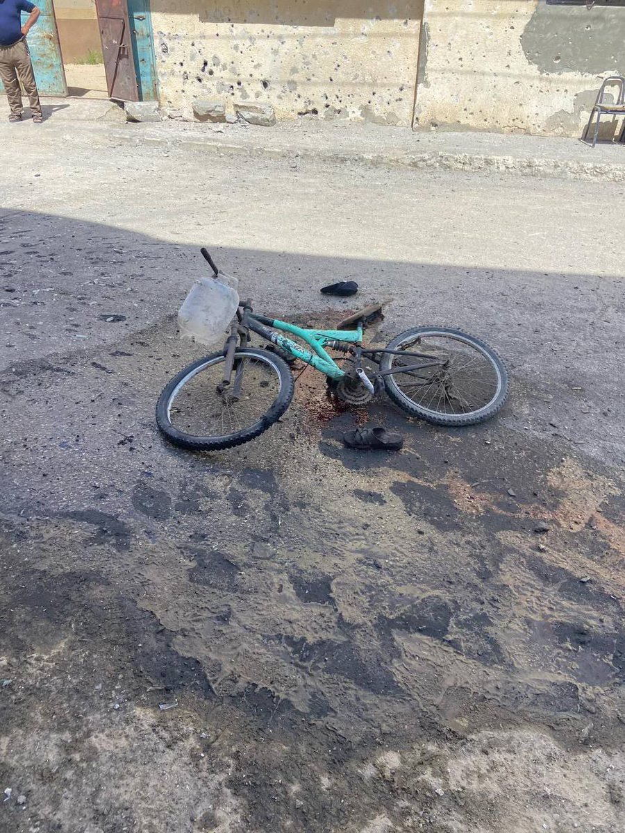 Israeli occupation forces commit a massacre bombing three Palestinian children as they were carrying water on a bicycle in Khan Yunis, southern Gaza.
