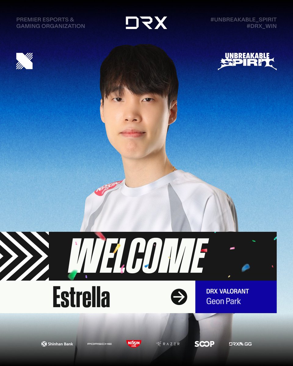 DRX VALORANT (@drx_valorant) on Twitter photo A new 'Geon' to our arsenal.
Welcome to DRX <a href="/Estrellavlrt/">DRX Estrella</a>.
#DRX #DRXWIN #UnbreakableSpirit
#JoinTheBlueLegacy #VCTPacific A new 'Geon' to our arsenal.
Welcome to DRX <a href="/Estrellavlrt/">DRX Estrella</a>.
#DRX #DRXWIN #UnbreakableSpirit
#JoinTheBlueLegacy #VCTPacific