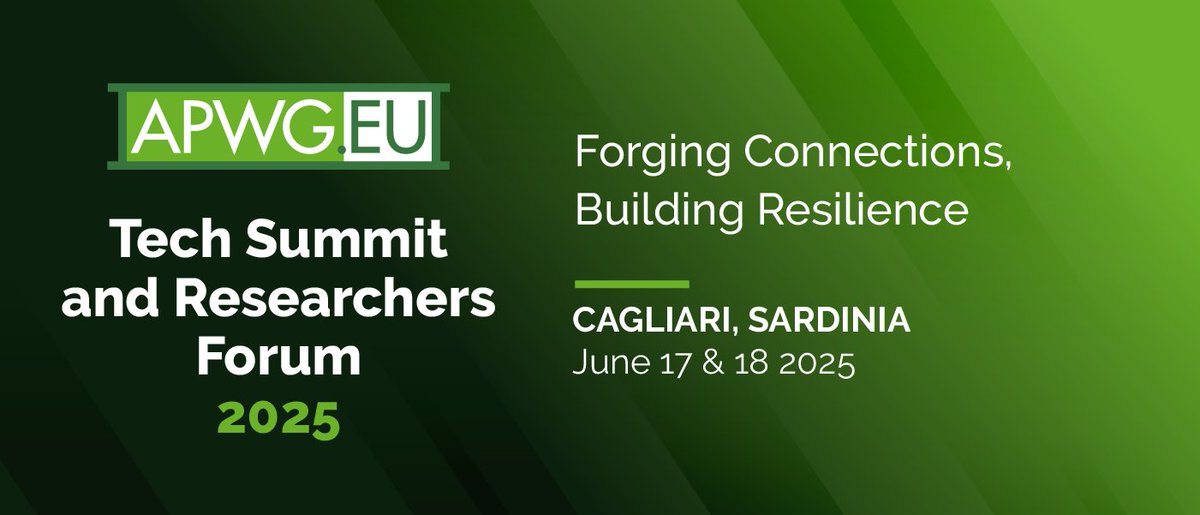 🚨🌍 Join us at the APWG.EU Tech Summit &amp; Researchers Forum 2025! 
🗓️ June 17-18, 2025 
📍 Cagliari, Sardinia
🔗 apwg.eu/tech2025/ 
Connect with global experts to combat cybercrime! 
🔐💻 #CyberSecurity #TechSummit2025 #APWGEU #CybercrimeResearch