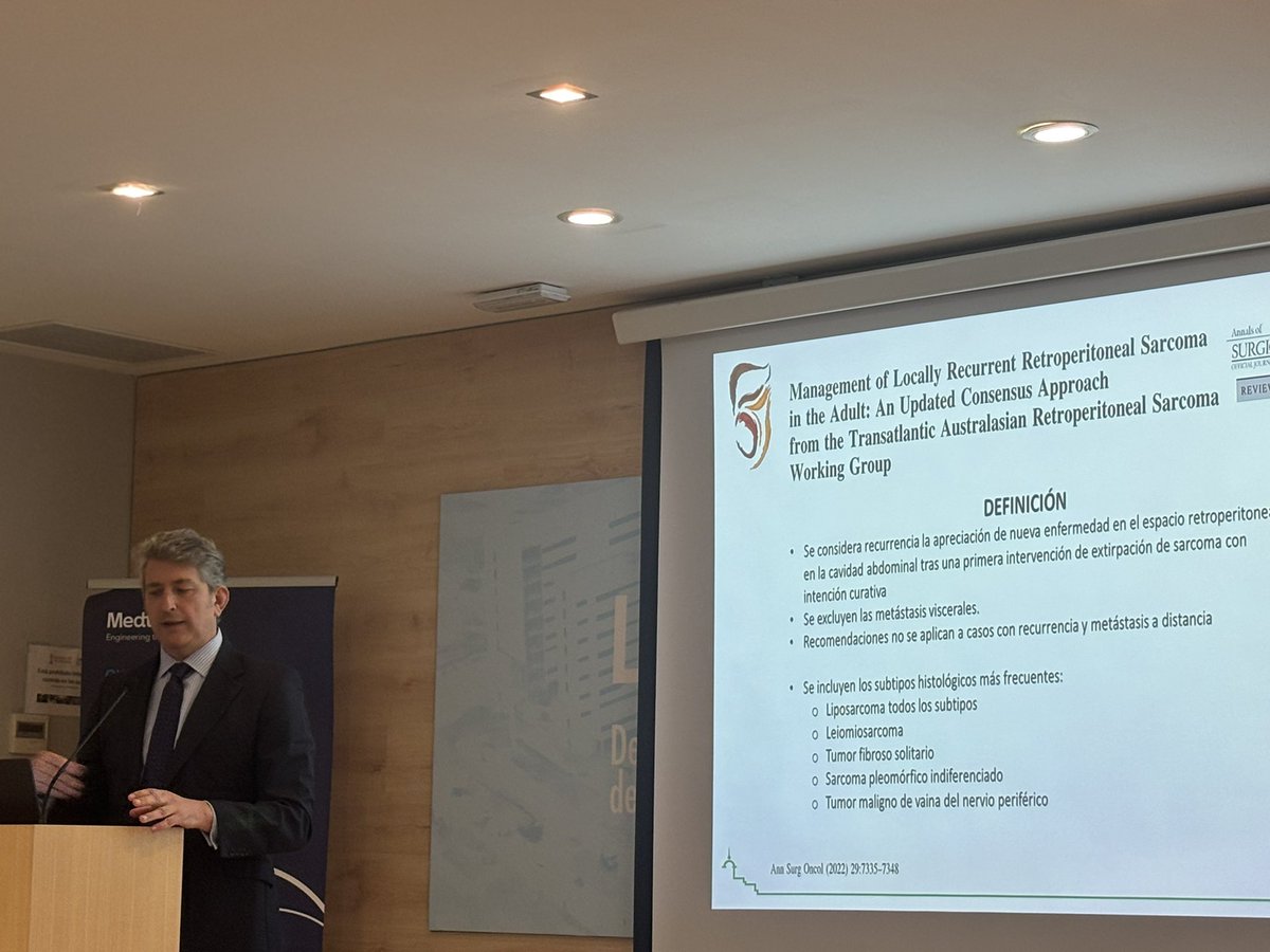 Cerramos está magnífica sesión con un tema complejo pero fundamental en el #sarcoma retroperitoneal, donde más del 30% de pacientes ven comprometida su spv por la recidva local. Manejo de la recidiva, revisada por dos ponentes andaluces de excepción.