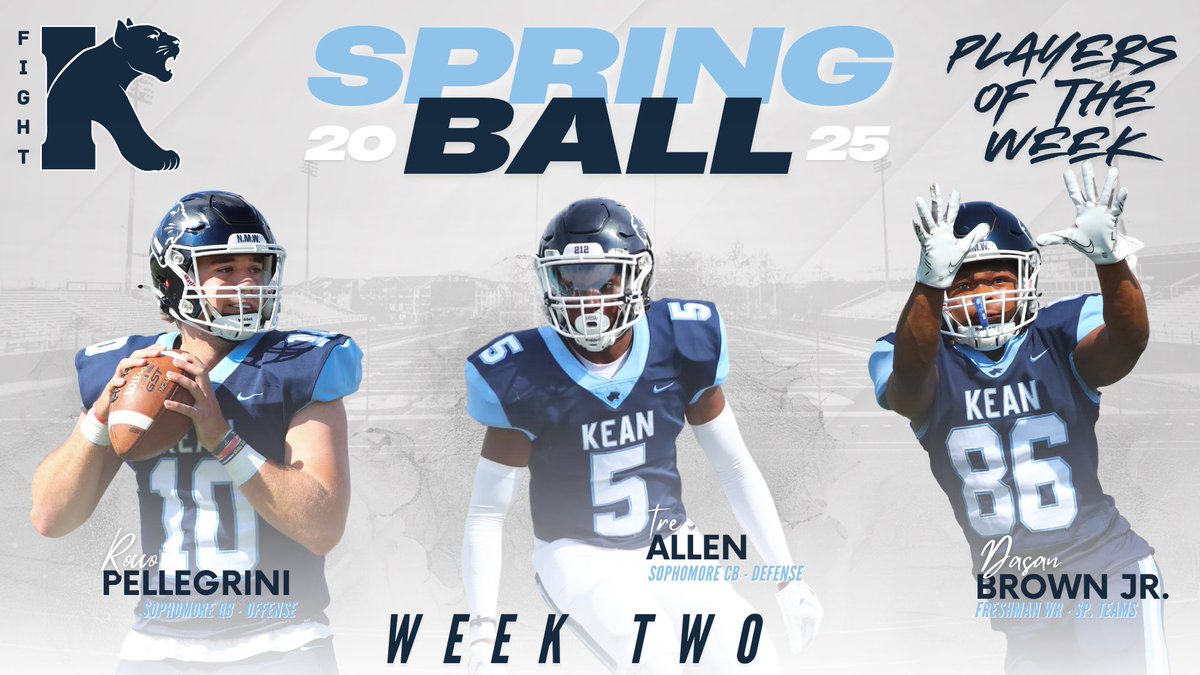 Kean University Football (@kufootball212) on Twitter photo WEEK 2๏ธโฃ PLAYERS OF THE WEEK
GROWING ON GOOD SOIL
O - <a href="/rocco_pelle/">Rocco Pelle</a>
D - CB Tre Allen
SPT - <a href="/Dasan_BrownJr/">Dasan Brown Jr</a>
#MBK
F. I. G. H. T. TO BE A GREAT TEAMMATE
- earning their trust everyday
- showing it everyday
- be all in all the time
Keep Stackinโ the Days ๐พ๐ WEEK 2๏ธโฃ PLAYERS OF THE WEEK
GROWING ON GOOD SOIL
O - <a href="/rocco_pelle/">Rocco Pelle</a>
D - CB Tre Allen
SPT - <a href="/Dasan_BrownJr/">Dasan Brown Jr</a>
#MBK
F. I. G. H. T. TO BE A GREAT TEAMMATE
- earning their trust everyday
- showing it everyday
- be all in all the time
Keep Stackinโ the Days ๐พ๐