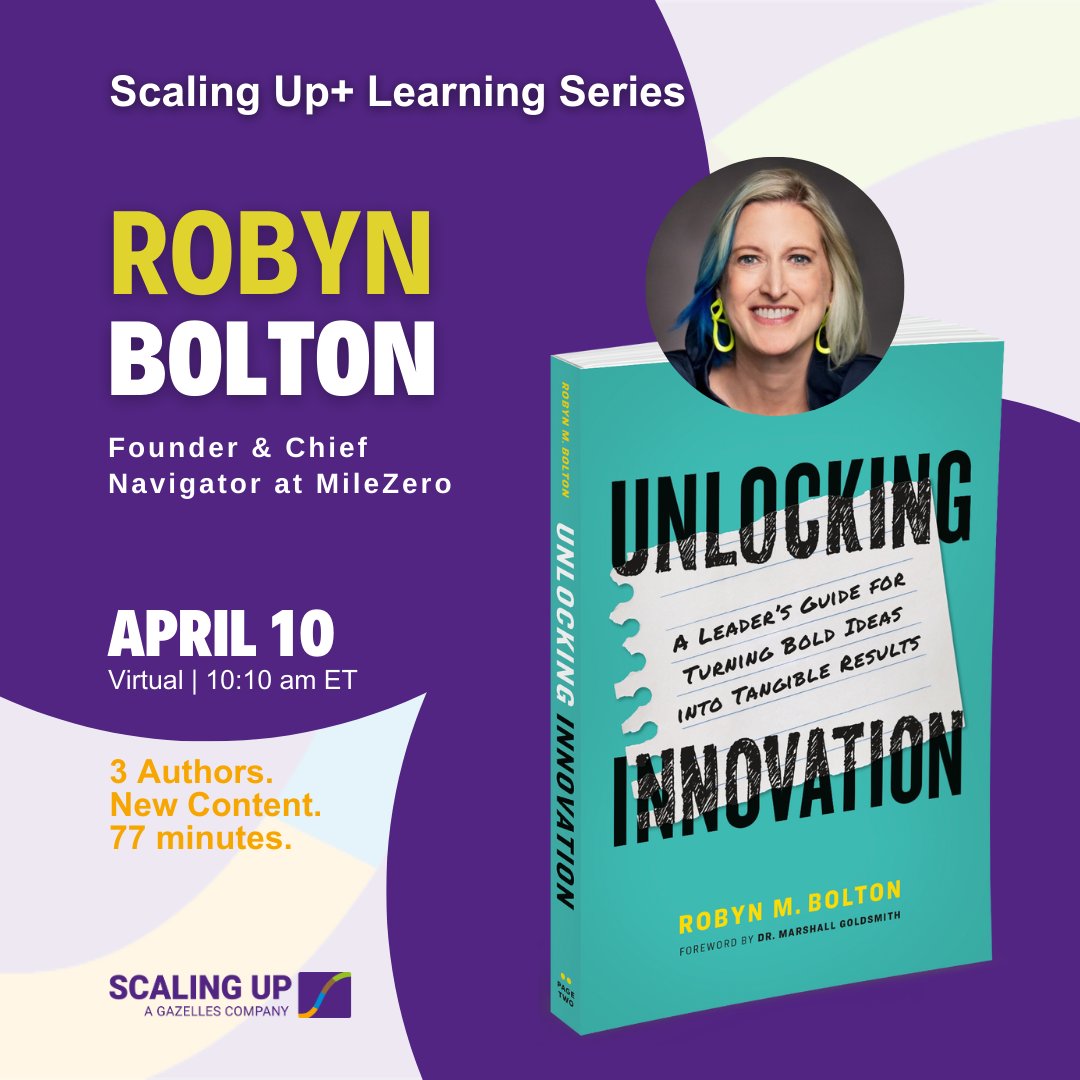 Verne Harnish (@agilescaleup) on Twitter photo FREE Virtual Learning Series Oct 10, 10:10 AM ET! 🚀 Learn from 3 top authors including innovation expert 📗<a href="/RM_Bolton/">Robyn Bolton</a>. New content in 77 mins. Register for FREE replay ➡️ scalingup.com/webinar-april-…
#ScalingUp #Innovation #Leadership #BusinessGrowth FREE Virtual Learning Series Oct 10, 10:10 AM ET! 🚀 Learn from 3 top authors including innovation expert 📗<a href="/RM_Bolton/">Robyn Bolton</a>. New content in 77 mins. Register for FREE replay ➡️ scalingup.com/webinar-april-…
#ScalingUp #Innovation #Leadership #BusinessGrowth