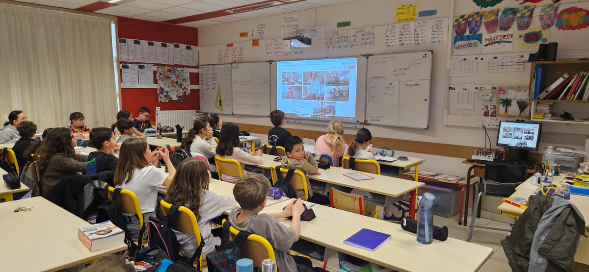 acmontpellier's tweet photo. Pour la #SOP2025, l'école de Lunel-Viel a la chance d'être en visio-conférence avec une sportive de haut niveau, Lucie Ehrmann, gardienne de hockey sur gazon lors des @jeuxolympiques de @Paris2024 ! 🤝 Merci à Lucie Ehrmann pour ses échanges très passionnants avec les élèves ! https://t.co/Md42kS0vAt