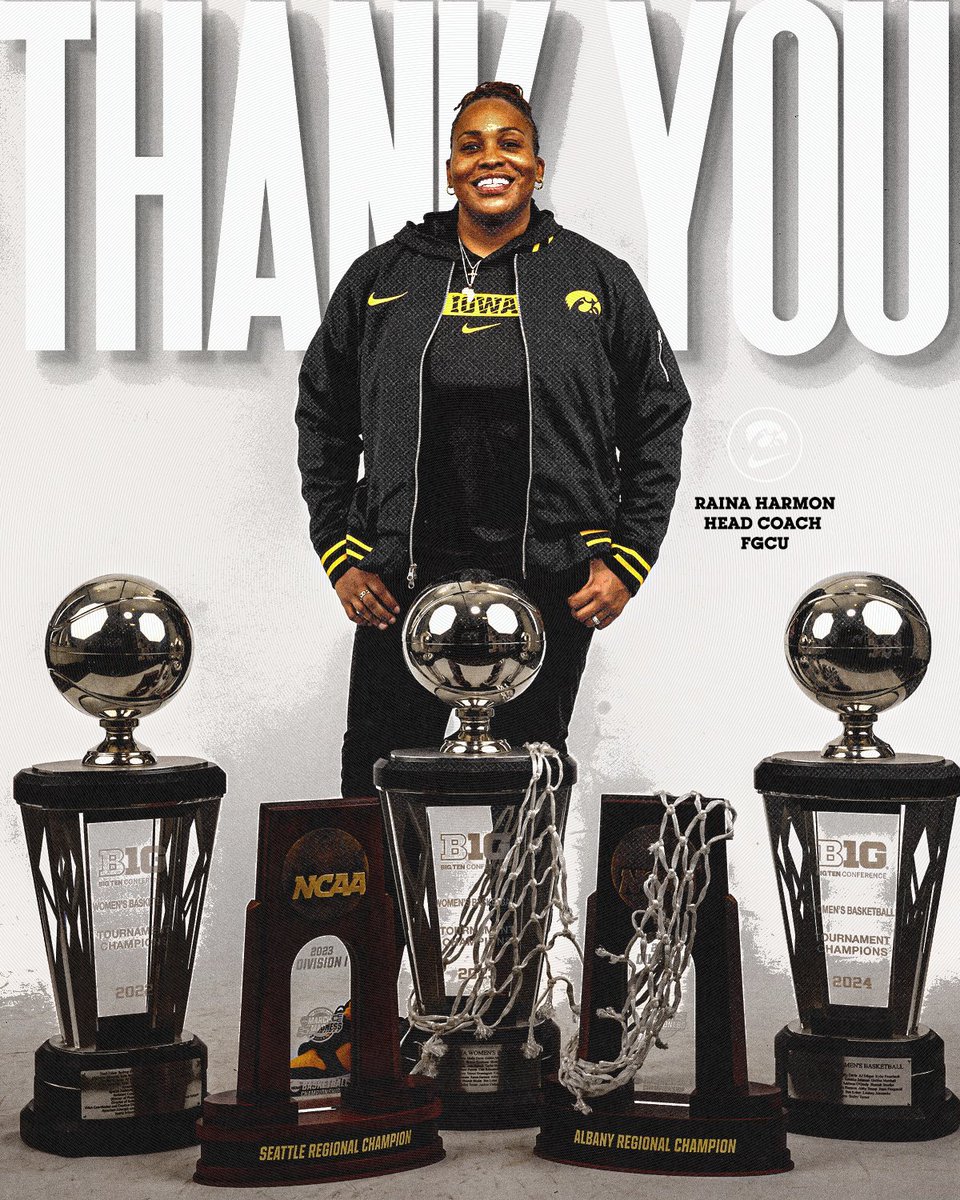 Iowa Women's Basketball (@iowawbb) on Twitter photo Congrats to <a href="/Raina15/">Raina Harmon</a> on being named the head coach of <a href="/FGCU_WBB/">FGCU Women's Basketball</a>!
We're so grateful for you & the incredible impact you've had on our program. We love you! Go be great! ๐ค๐
#Hawkeyes Congrats to <a href="/Raina15/">Raina Harmon</a> on being named the head coach of <a href="/FGCU_WBB/">FGCU Women's Basketball</a>!
We're so grateful for you & the incredible impact you've had on our program. We love you! Go be great! ๐ค๐
#Hawkeyes