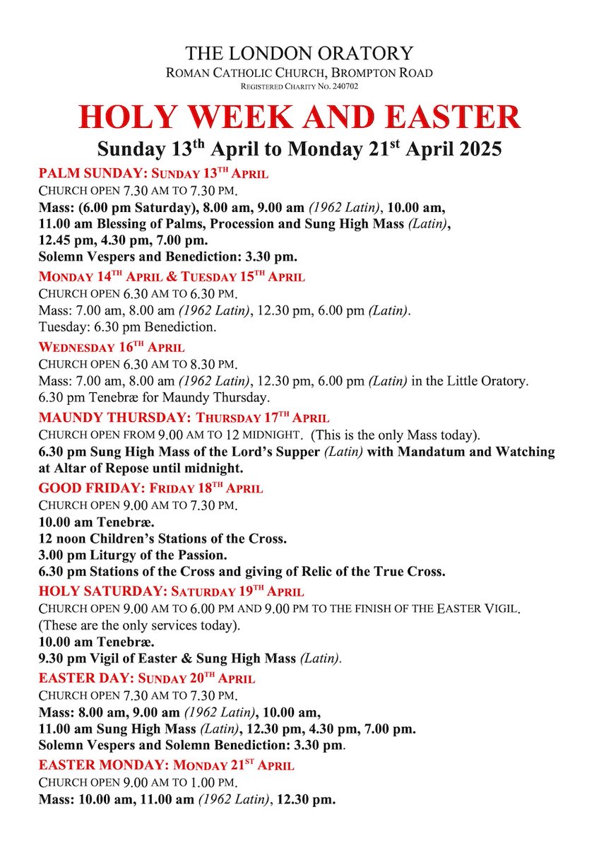#HolyWeek and #Easter 2025 at the London Oratory