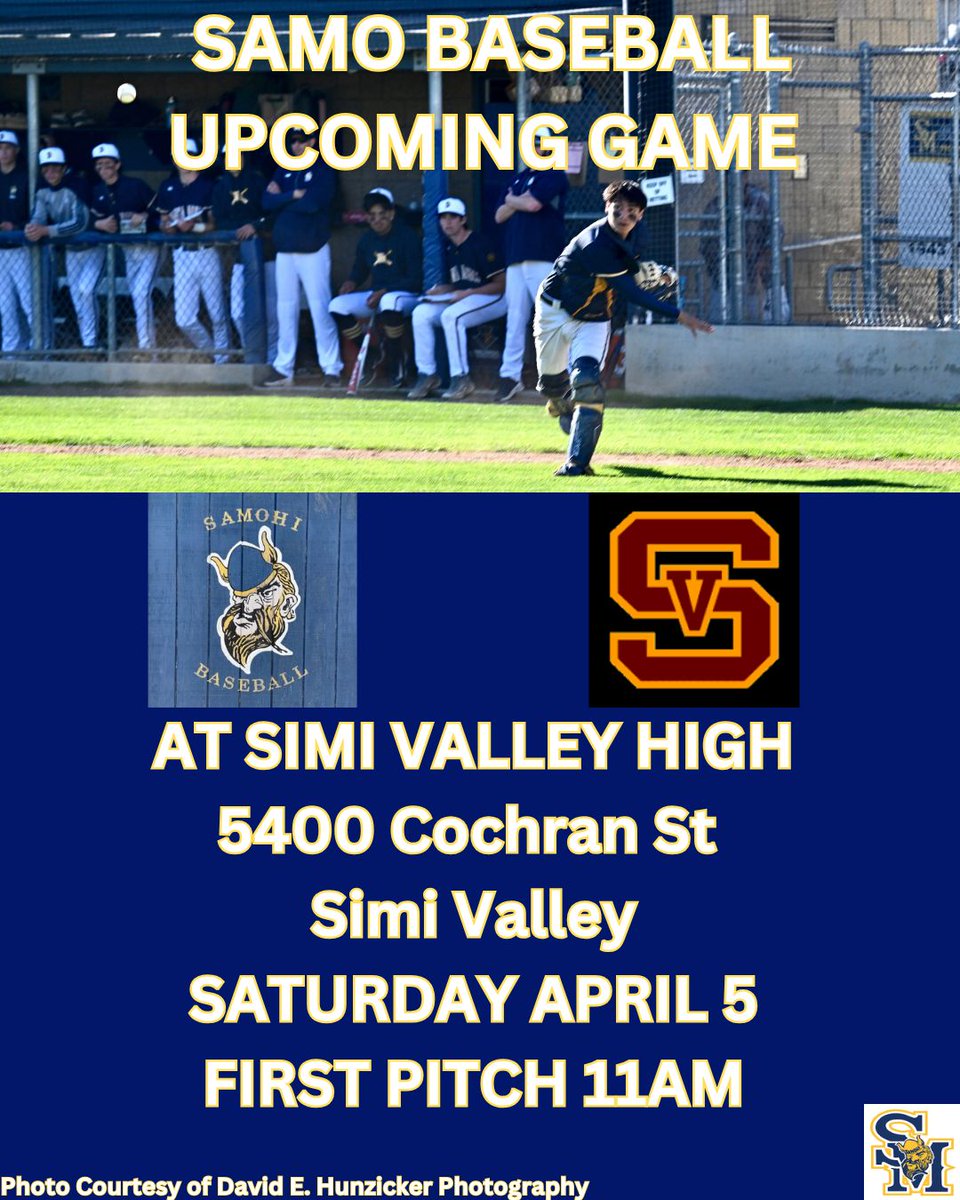Upcoming Game: Tomorrow, Saturday April 5 at Simi Valley. First pitch at 11am.

#GOSAMO #SAMOhiBASEBALL