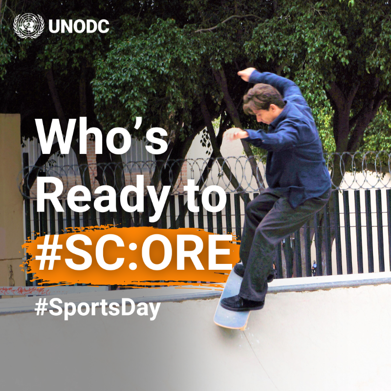 UNODC's tweet photo. Think falling off a skateboard is just a bruise?

For Carlos in Mexico, it’s a lesson in resilience—and a step away from violence &amp; crime.

On #SportsDay, see how our SC:ORE program empowers youth through sport, building life skills &amp; safer communities.