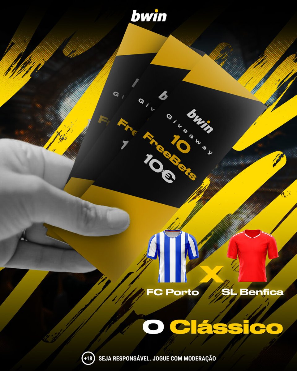 🚨 GIVEAWAY FREEBETS 🚨 Se no Clássico o "ambas marcam" der green ✅, vamos sortear 10 FreeBets de 10€ entre quem:

👉 Seguir a <a href="/bwin_portugal/">bwin_pt</a> 
👉 Fizer RT
👉 Identificar dois amigos nos comentários (podes comentar várias vezes, mas com amigos diferentes)

Participações válidas