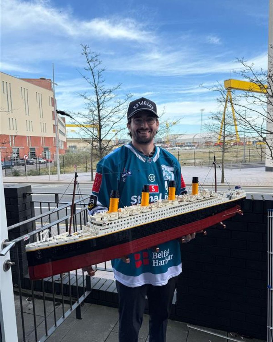 Belfast Giants (@belfastgiants) on Twitter photo 🚢 How cool is this?! Your #6 Jeff Baum built this GIANT LEGO Titanic model, which you could WIN.
Enter the limited-edition raffle to help raise money for <a href="/LittleHeroesNI/">Little Heroes NI</a> of The Royal Belfast Hospital for Sick Children. ❤️
🔗 Enter AVFTB's raffle HERE: bit.ly/TitanicRaffle 🚢 How cool is this?! Your #6 Jeff Baum built this GIANT LEGO Titanic model, which you could WIN.
Enter the limited-edition raffle to help raise money for <a href="/LittleHeroesNI/">Little Heroes NI</a> of The Royal Belfast Hospital for Sick Children. ❤️
🔗 Enter AVFTB's raffle HERE: bit.ly/TitanicRaffle