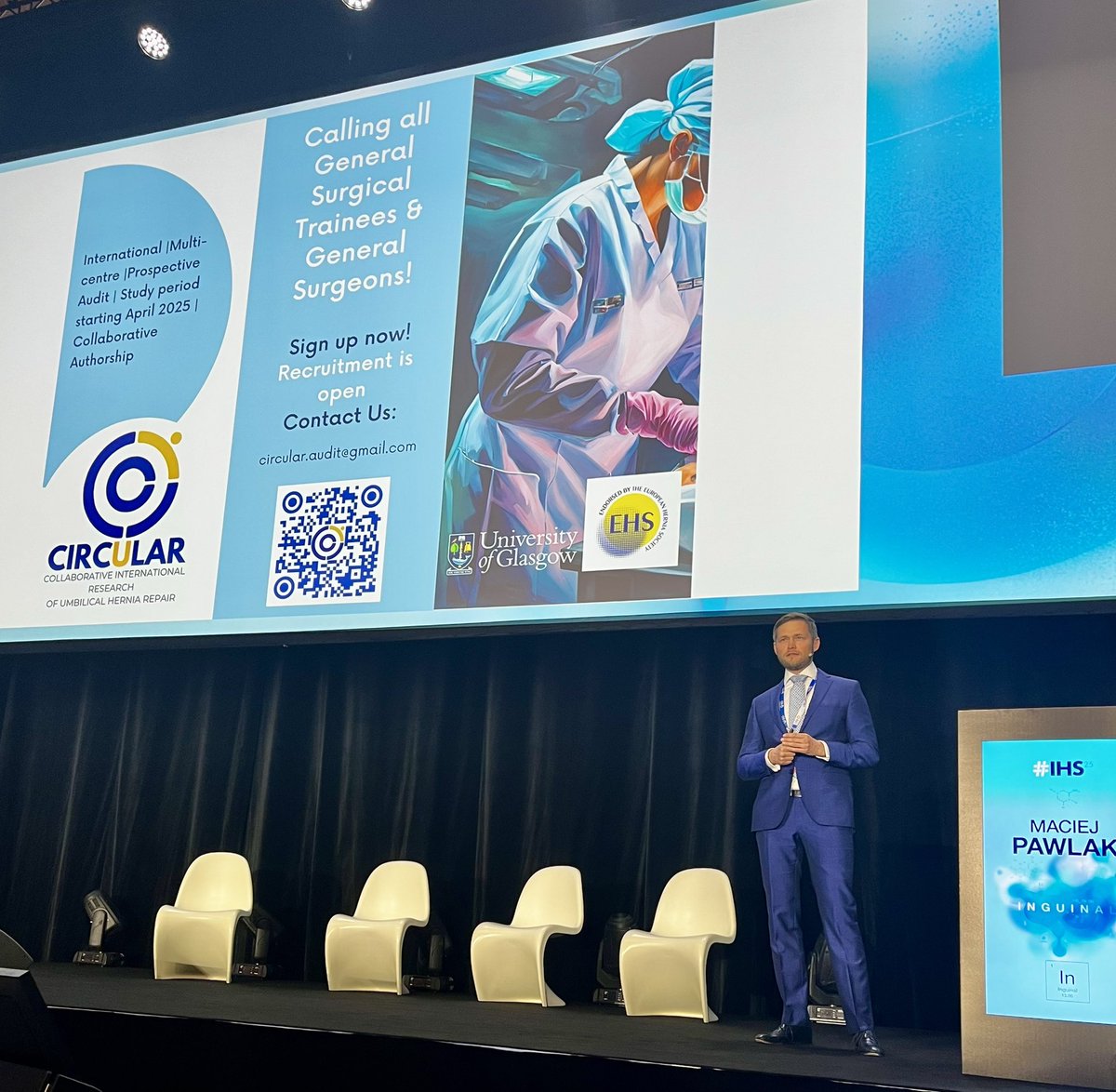 Maciej Pawlak (@maciejpavvlak) on Twitter photo Honoured to speak at #IHS25 and promote the <a href="/CIRCULARAudit/">CIRCULAR</a> here in Munich!
We already have 75+ sites collecting data, but the more centres we include, the better picture we’ll paint of current practice.
Still time to join us!
<a href="/eurohernias/">European Hernia Society</a> <a href="/BritishHernia/">British Hernia Society</a> <a href="/asgbi/">ASGBI</a> <a href="/rcpsglasgow/">Royal College of Physicians & Surgeons of Glasgow</a> Honoured to speak at #IHS25 and promote the <a href="/CIRCULARAudit/">CIRCULAR</a> here in Munich!
We already have 75+ sites collecting data, but the more centres we include, the better picture we’ll paint of current practice.
Still time to join us!
<a href="/eurohernias/">European Hernia Society</a> <a href="/BritishHernia/">British Hernia Society</a> <a href="/asgbi/">ASGBI</a> <a href="/rcpsglasgow/">Royal College of Physicians & Surgeons of Glasgow</a>