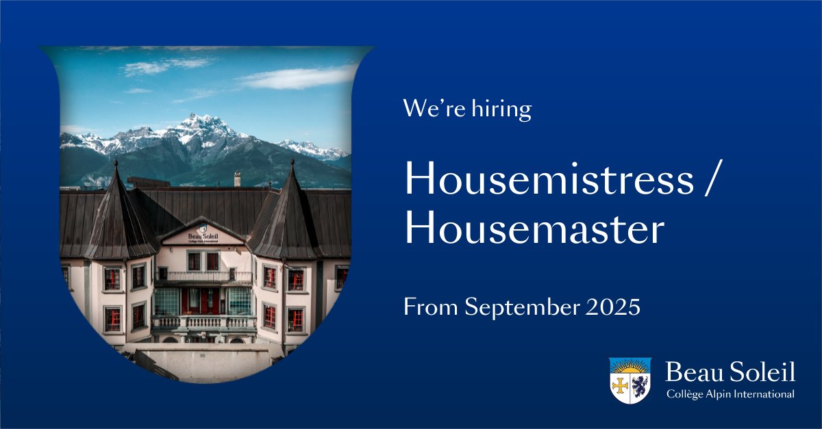 BeauSoleil_ch's tweet image. We're #hiring
As a Housemaster or Housemistress you will lead a boarding house that feels like home and create a warm, purposeful community grounded in trust and a strong sense of belonging
Find out more information here 👉beausoleil.ch/housemaster-ho…
#cabslife #careeropportunity