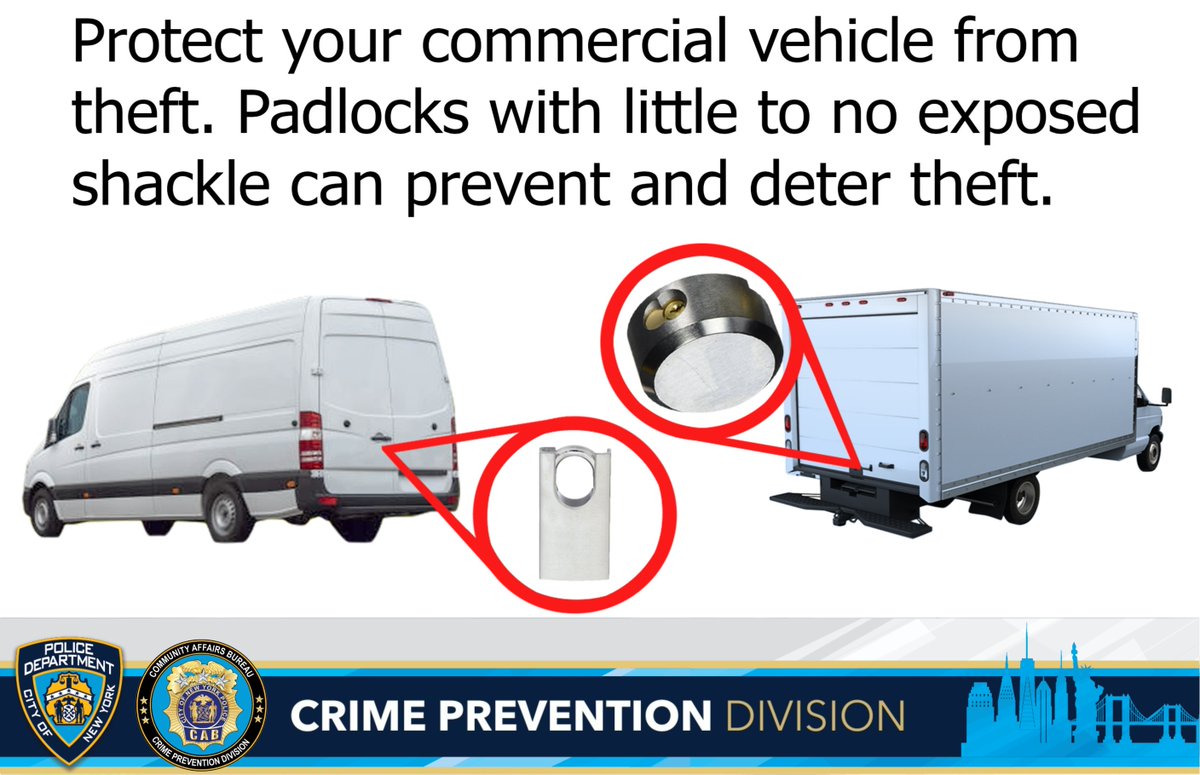 PROTECT YOUR COMMERCIAL VEHICLES FROM THEFT! Consider padlocks with little to no exposed shackles.