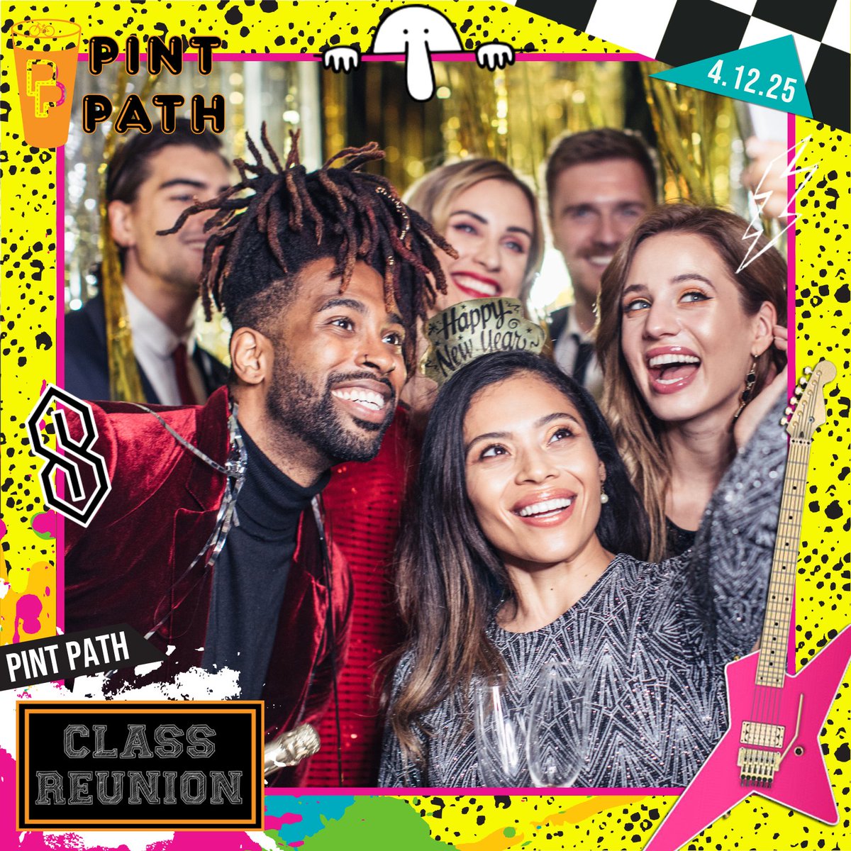 Making some sashes for photo ops. Any ideas on what else to put on them? I have 10 I'll be making. Also, check out the super rad overlays for our photo booth that Click Fun Photo Booth did up. Going to be a blast in just 8 days!