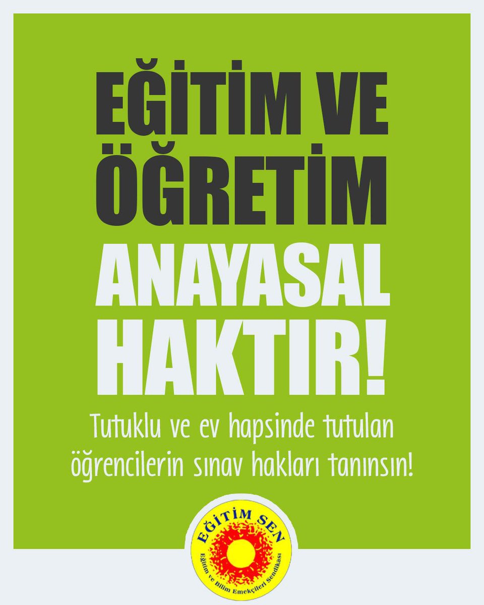 KemalIrmak_'s tweet image. EĞİTİM- ÖĞRETİM ANAYASAL BİR HAKTIR. 
Anayasal protesto haklarını kullandıkları için yüzlerce eğitim çağındaki öğrenci haksız ve hukuksuz bir şekilde hapis tutuluyor. 
Tutuklu ve ev hapsinde tutulan tüm öğrencilere sınav hakkı tanınmalıdır.