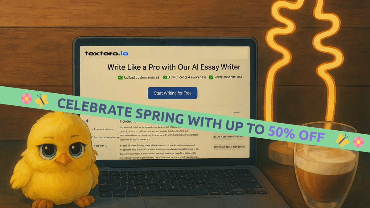 texteroai's tweet image. Our BIGGEST sale in history starts NOW 🥳

Get up to 50% OFF on all subscriptions! Research is tough, writing is hard, but Textero makes it easier. Grab the deal and stay even more productive this spring. 

Here 👉 textero.io