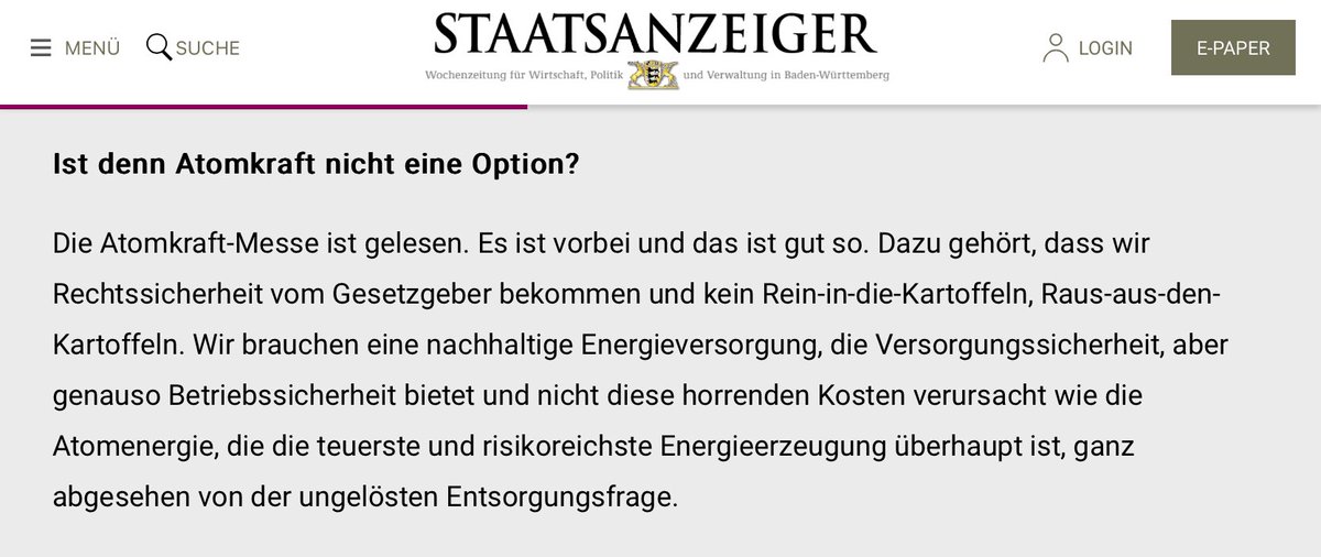 Tobias Bringmann 🇪🇺🌈🏳️⚧️ (@tobiasbringmann) on Twitter photo "Die #Atomkraft-Messe ist gelesen. Es ist vorbei und das ist gut so."
Mein Interview mit dem <a href="/staatsanzeiger/">Staatsanzeiger BW</a> über #Energiewende, #Netzausbau und Perspektivwechsel bei der Planung zur Energiewende.
➡️ staatsanzeiger.de/nachrichten/wi… "Die #Atomkraft-Messe ist gelesen. Es ist vorbei und das ist gut so."
Mein Interview mit dem <a href="/staatsanzeiger/">Staatsanzeiger BW</a> über #Energiewende, #Netzausbau und Perspektivwechsel bei der Planung zur Energiewende.
➡️ staatsanzeiger.de/nachrichten/wi…