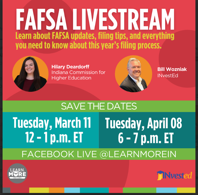 The FAFSA deadline is 4/15! Join our friends at <a href="/INvestEdIndiana/">INvestEd</a> next Tuesday for help.