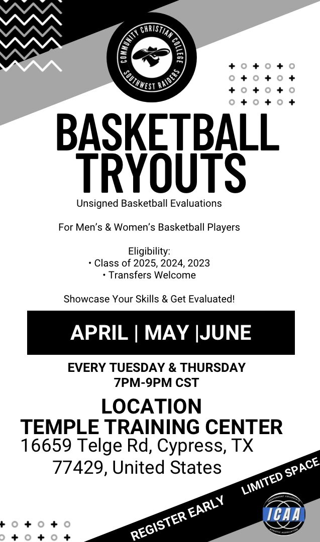 Southwest Raiders Basketball (@swraidersbb) on Twitter photo Calling all Class of 2025 hoopers!
Men’s & Women’s Basketball tryouts are now open for the upcoming season!
Transfers & Class of 2023-2024 athletes are also welcome to compete for a spot.
Bring your game!
Tap in with <a href="/CoachMel_Wilson/">Melvin Wilson, Jr.</a> and <a href="/ott_consulting/">Ott Sports Consulting, LLC</a> for more details! Calling all Class of 2025 hoopers!
Men’s & Women’s Basketball tryouts are now open for the upcoming season!
Transfers & Class of 2023-2024 athletes are also welcome to compete for a spot.
Bring your game!
Tap in with <a href="/CoachMel_Wilson/">Melvin Wilson, Jr.</a> and <a href="/ott_consulting/">Ott Sports Consulting, LLC</a> for more details!