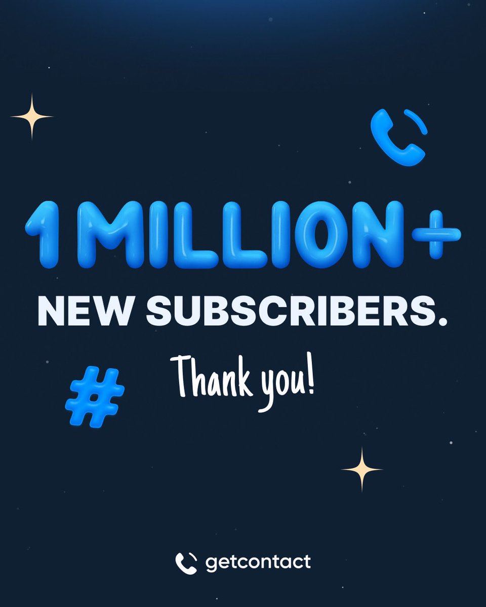 getcontact's tweet image. Thank you 1 million times! 💙
Welcome to our users who choose premium last month.

#Getcontact #PleasantCommunication