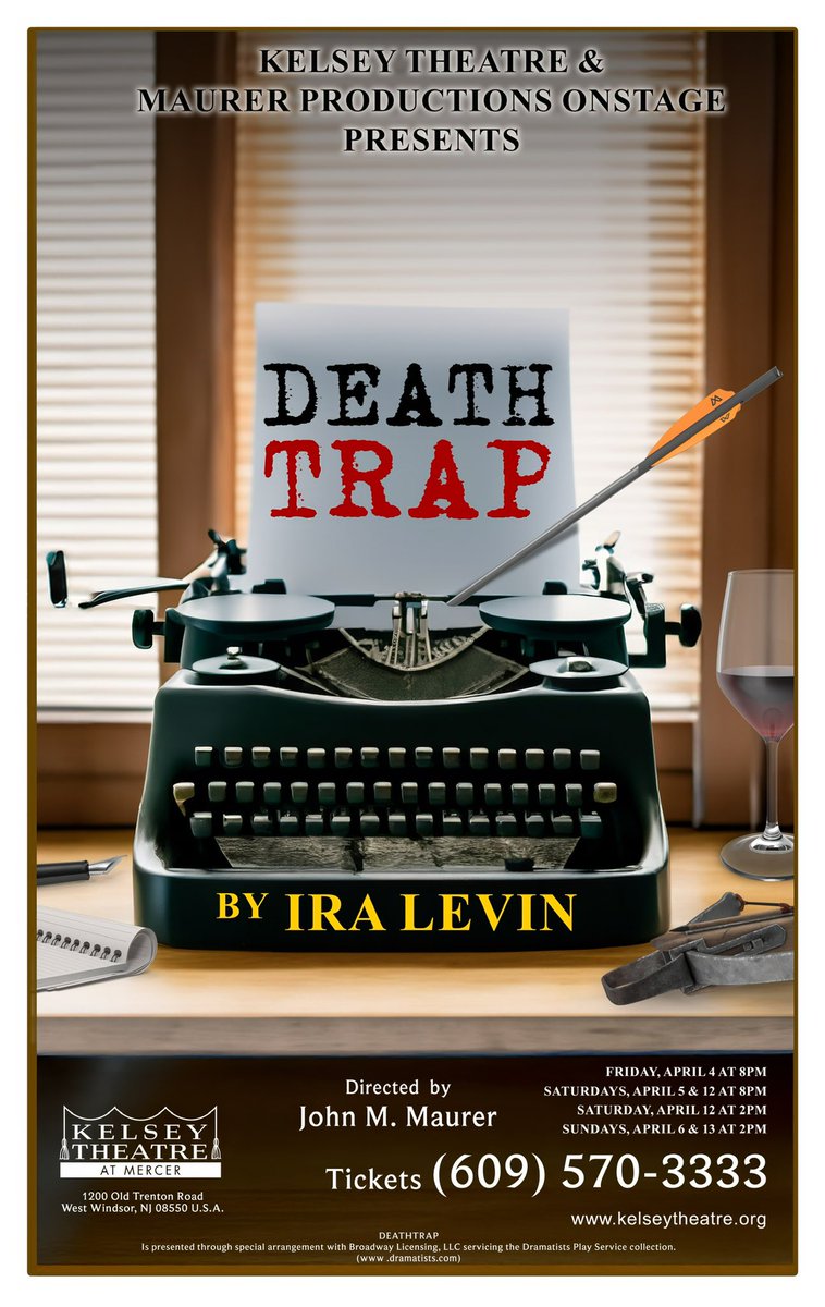 OPENING NIGHT FOR DEATHTRAP | Presented by Maurer Productions OnStage is here. 

Deathtrap is filled with twists and turns in a series of shocking events that will keep you on the edge of your seat until the very last moment!

kelseytheatre.org for ticket links