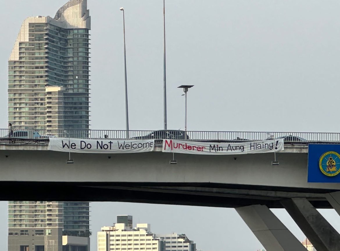 ZinLuMS's tweet photo. @narendramodi “We Do Not Welcome Murderer Min Aung Hlaing !” 

VOICES OF MYANMAR 
#StandAgainstJunta https://t.co/BbWc0SK8Xg